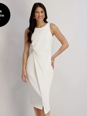 Siena Studio Ivory Sleeveless Midi Sheath Dress